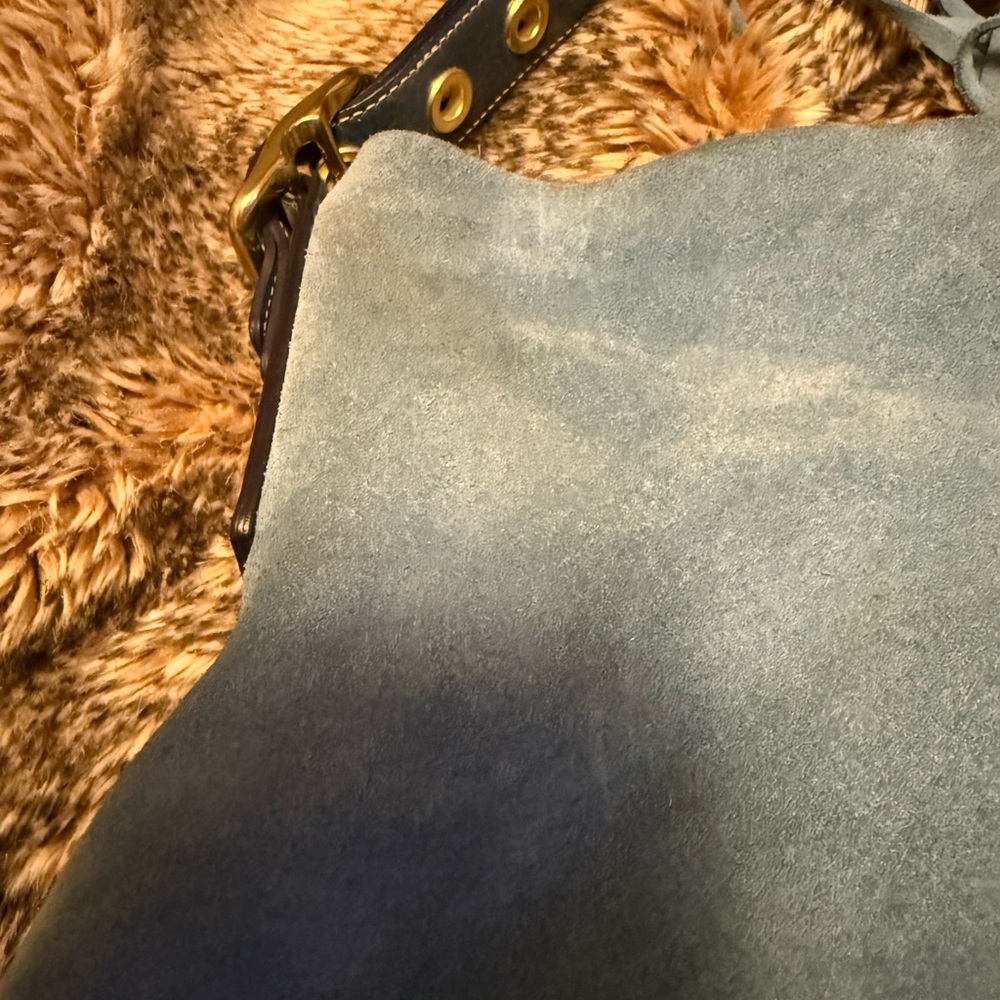 Coach Blue Suede Shoulder Bag - Picture 2 of 11